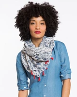 Kingsley Tassled Straight Scarf - Navy and White