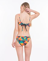 Catalina Reversible Bikini Top - Geometric Print and Navy