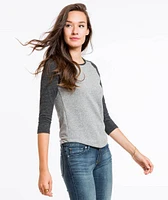 Double Knit Baseball Tee - Heather Grey and Charcoal