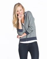 Lined Boyfriend Hoodie - Heather Grey with Stripes