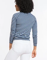 Double Stripe Reversible Raglan - Navy and White