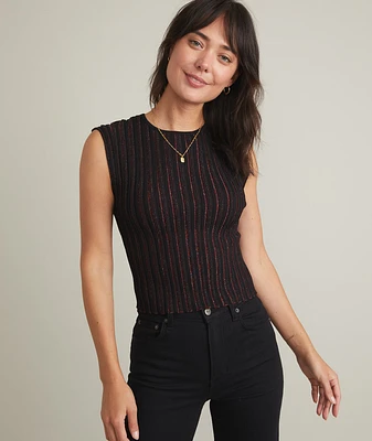 Penny Pleated Top Black Rainbow Lurex