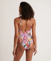 Havana Tie Front One Piece Tropical Floral