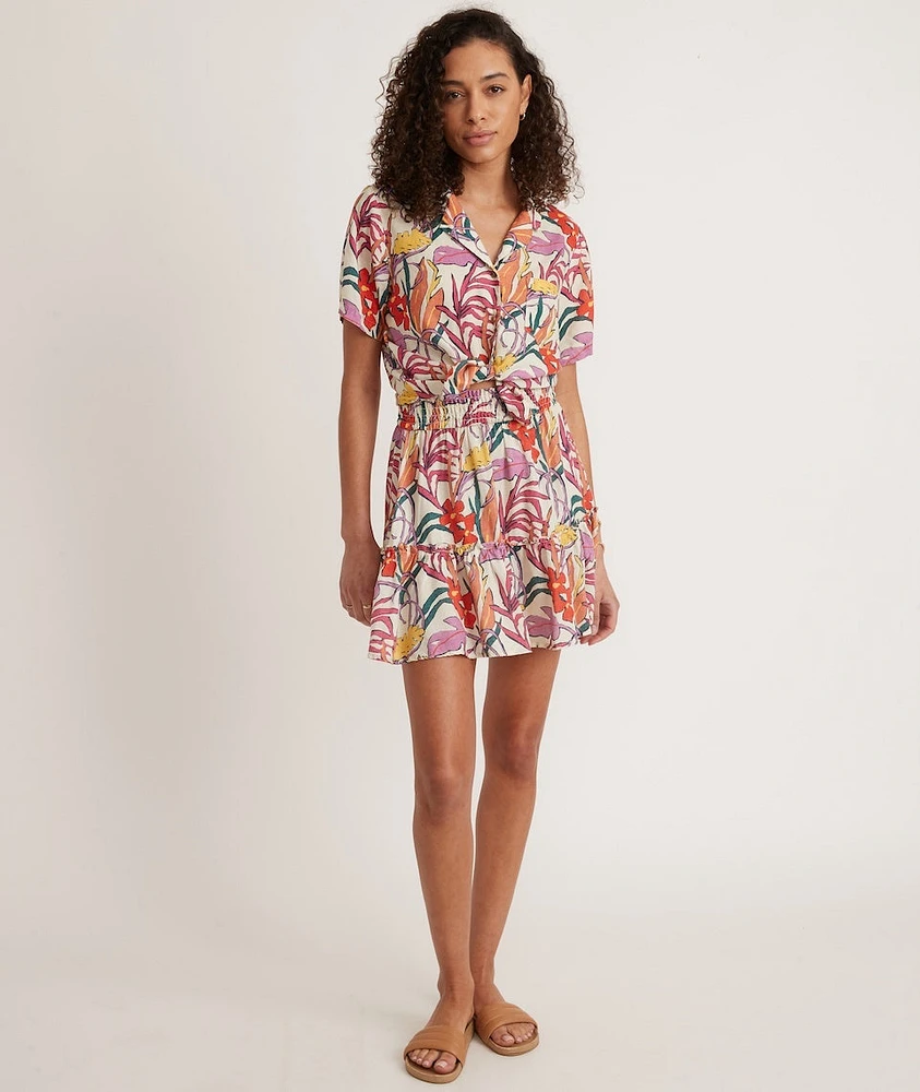 Sofie Smocked Mini Skirt Tropical Floral
