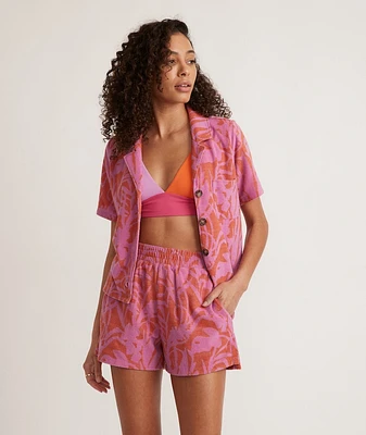 Terry Out Short Orange/Lavender Floral Print