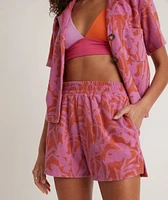Terry Out Short Orange/Lavender Floral Print