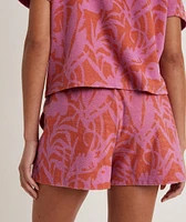 Terry Out Short Orange/Lavender Floral Print