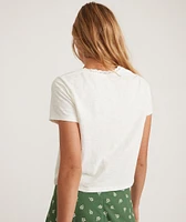 Rhea Lace Trim V-Neck Tee Antique White