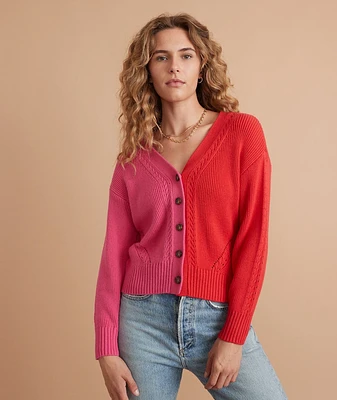 Robin Crop Cardigan Bubblegum/Vermillion