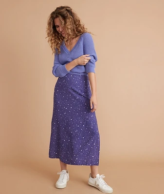 Ryan Midi Slip Skirt Blue Celestial Print