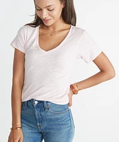 Slub V-Neck Tee - Dusty Pink