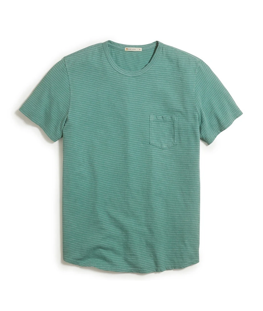 Saddle Hem Pocket Tee Deep Sea Stripe