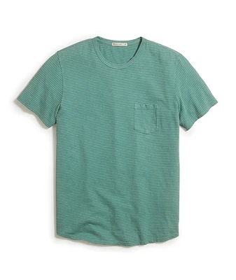 Saddle Hem Pocket Tee Deep Sea Stripe