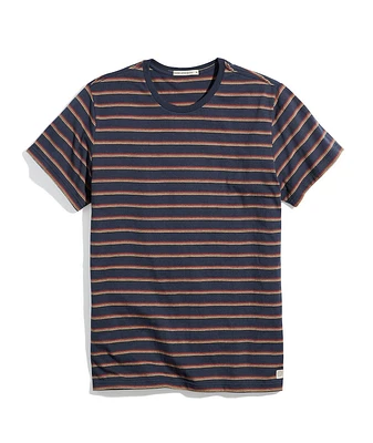 Signature Crew Tee Navy Sunset Stripe