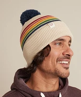 Glacier Pom Beanie in Tan/Multi Stripe