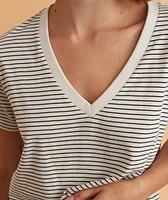 Boyfriend V-Neck Natural/Black Stripe