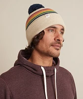 Glacier Pom Beanie in Tan/Multi Stripe