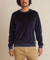 Velour Crewneck India Ink/Red Stripe