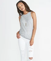 Tori Racerback Tank Grey and White Stripe