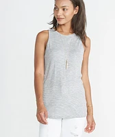 Tori Racerback Tank Grey and White Stripe