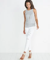 Tori Racerback Tank Grey and White Stripe