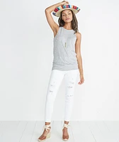 Tori Racerback Tank Grey and White Stripe