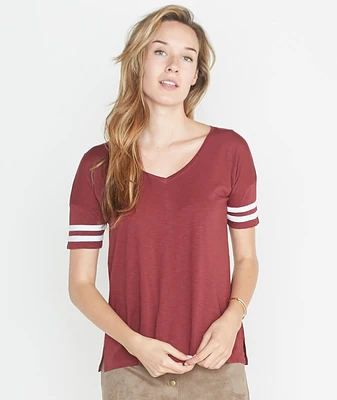 Varsity Stripe Tee Merlot