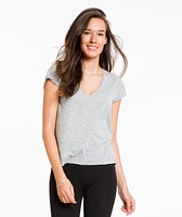 Thin Stripe V-Neck - Grey and White