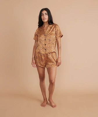 Washable Silk Short Abstract Cheetah Print