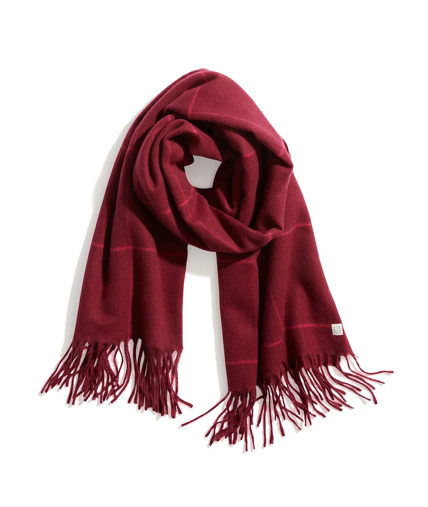 Windowpane Scarf in Burgundy/Bright Rose Windowpane