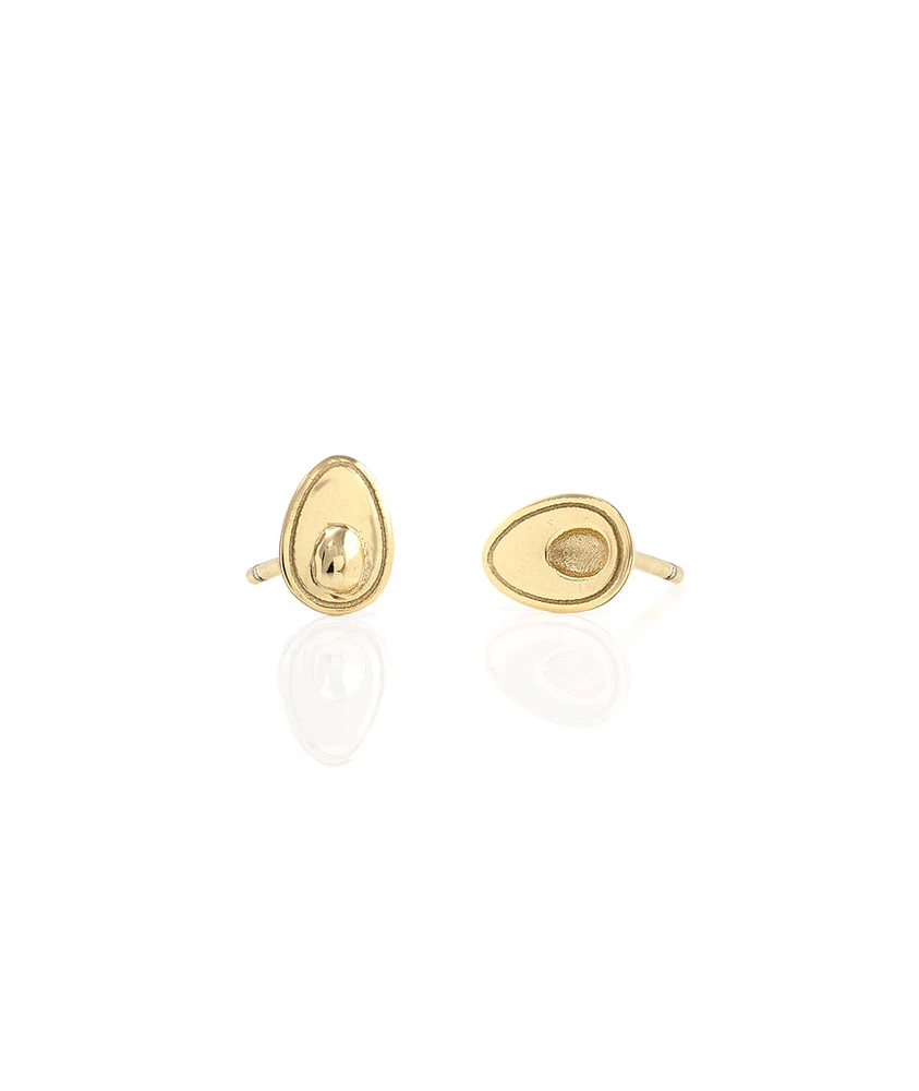 Kris Nations Avocado Stud Earrings in Gold