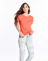 Boyfriend Crewneck Tee - Living Coral