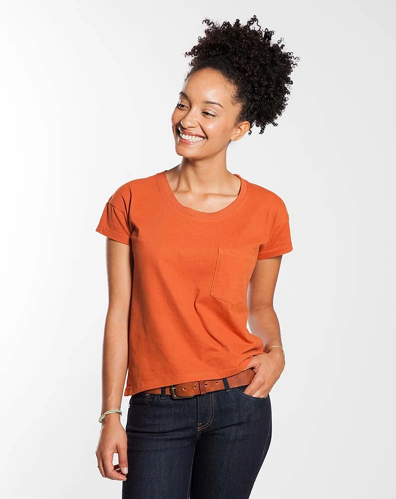 Sueded Jersey Drop Shoulder Tee - Terracotta