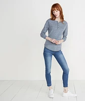 Double Knit Henley Denim Flax