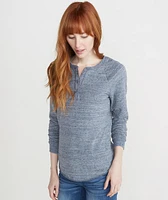 Double Knit Henley Denim Flax