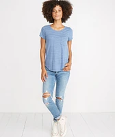 Boyfriend Saddle Tee Blue/White