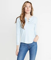 Double Knit Henley Carolina Blue Stripe