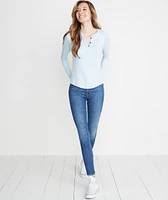 Double Knit Henley Carolina Blue Stripe