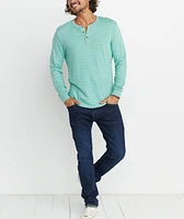 Double Knit Henley Malachite Stripe