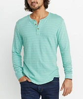 Double Knit Henley Malachite Stripe