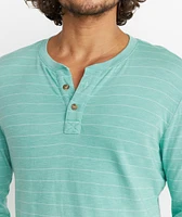 Double Knit Henley Malachite Stripe