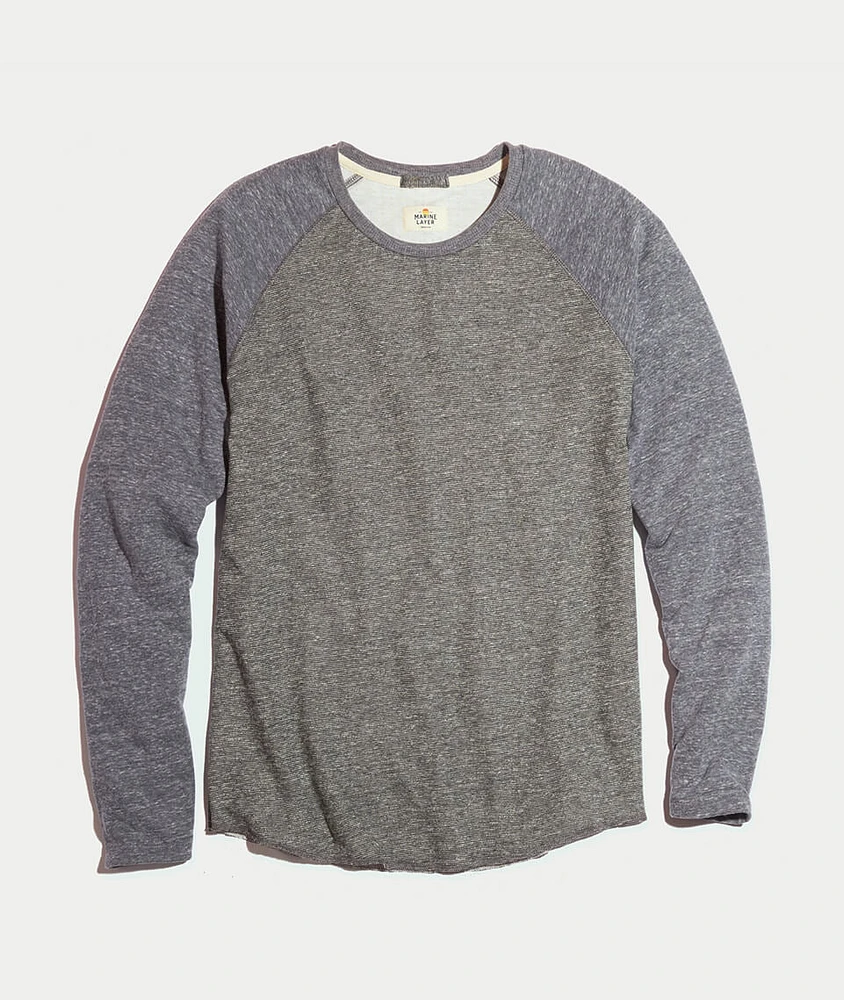 Double Knit Baseball Raglan Heather Grey Stripe