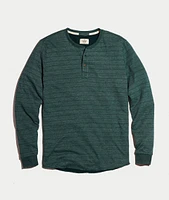 Double Knit Henley Green/Blue Stripe