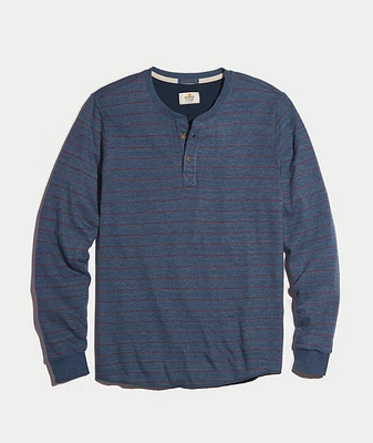 Double Knit Henley Navy/Red Stripe