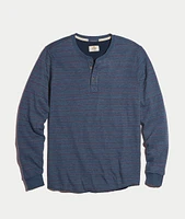 Double Knit Henley Navy/Red Stripe