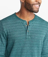 Double Knit Henley Green/Blue Stripe