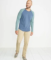 Double Knit Baseball Raglan Deep Denim/Forest Green