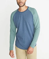 Double Knit Baseball Raglan Deep Denim/Forest Green
