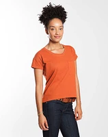 Sueded Jersey Drop Shoulder Tee - Terracotta