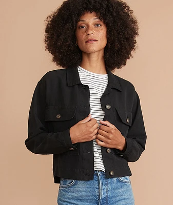 Holland Crop Jacket Washed Black